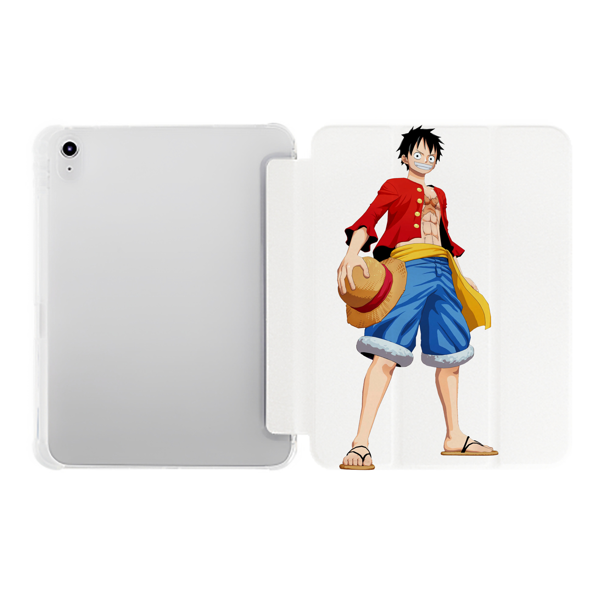 （画像用） ワンピース モンキー・D・ルフィ ONE PIECE Monkey D. Luffy IPad ケース ペン収納付き 三つ折りスタンド PUレザー×シリコン 対応機種9.5/10.5/10.9インチ